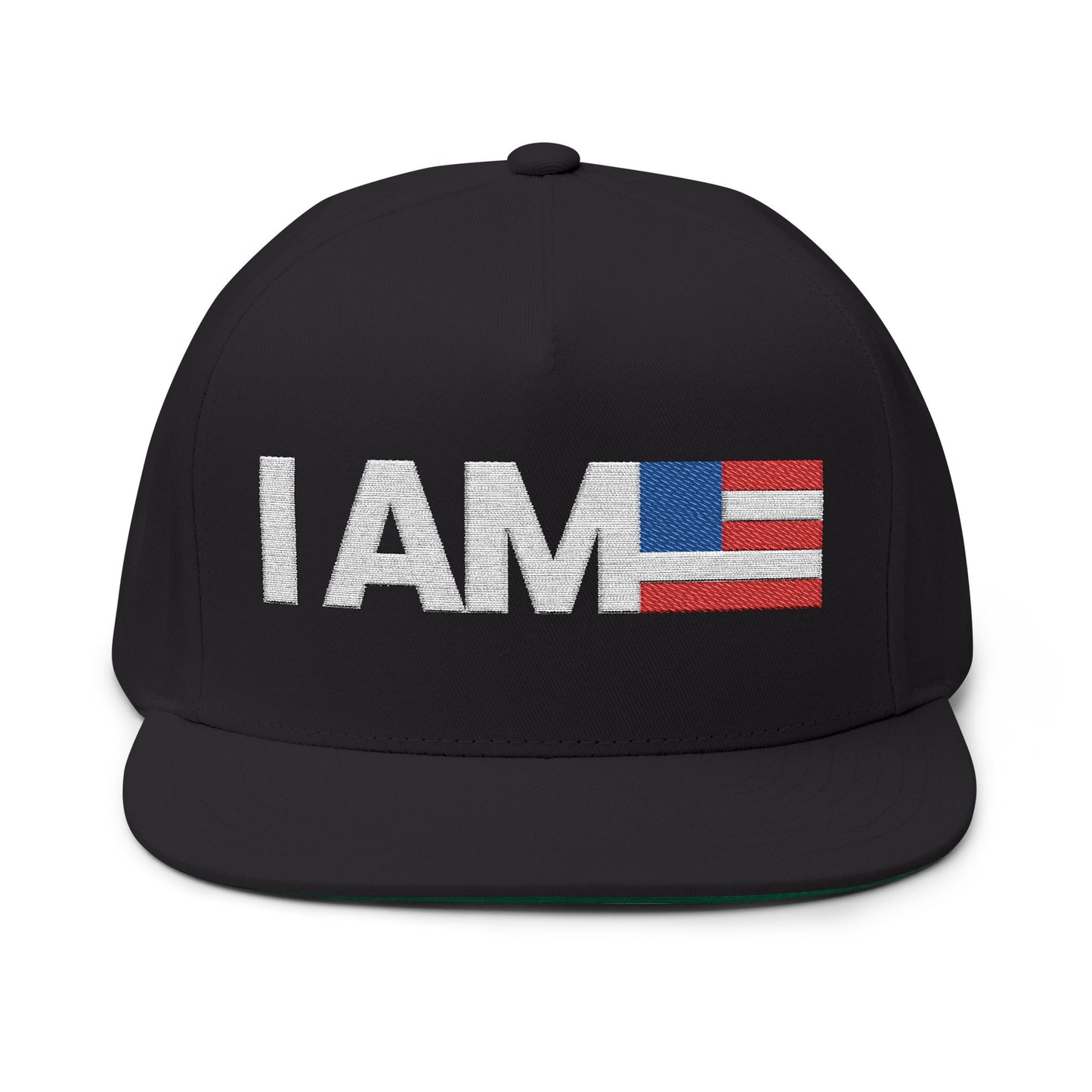 Black I AM Flag - Flat Brim Hat