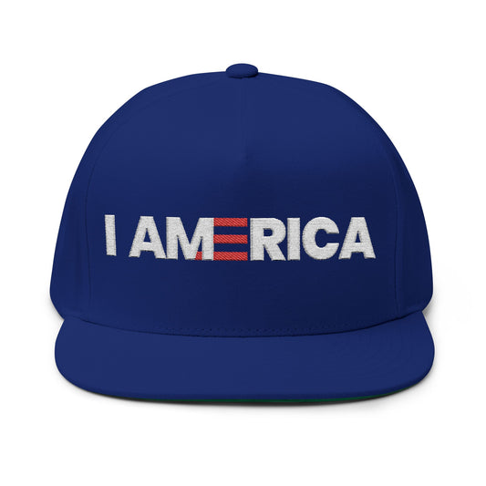 Black & Royal I America - Flat Brim Hat