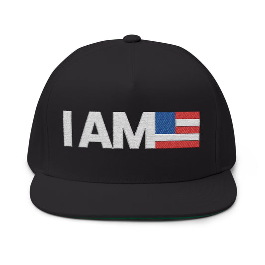 Black I AM Flag - Flat Brim Hat