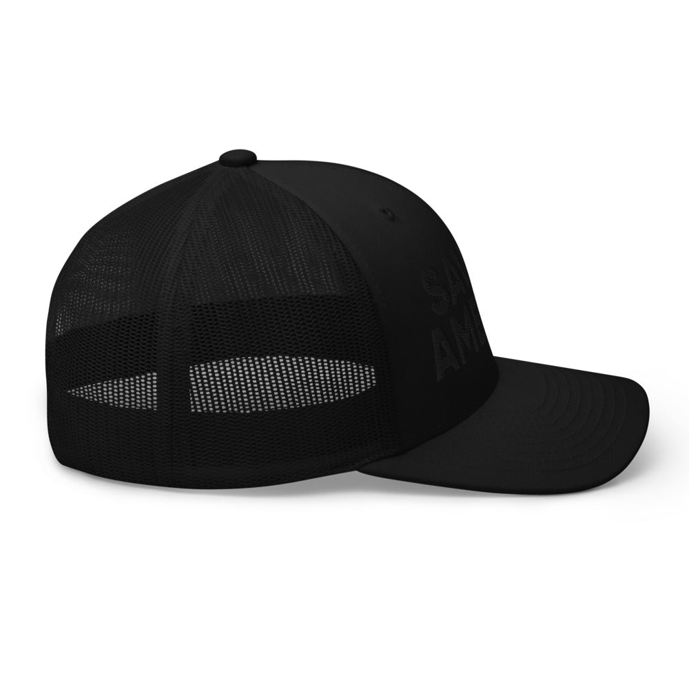 Dark Saving America Puff Embroidered Trucker Snapback